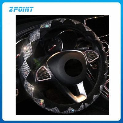 Bling Steering Wheel Cover Universal Fit 15 Inch Anti-Slip, Cute Steering Wheel Protector for Women Girls