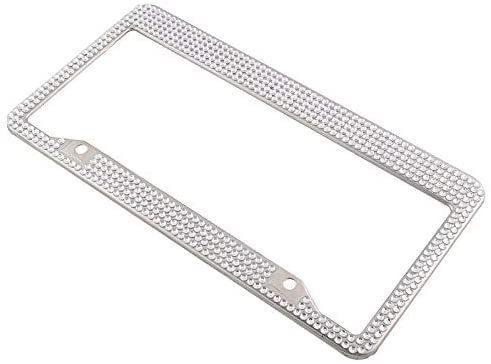 Car Accessory White Bling License Plate Frame 1PC