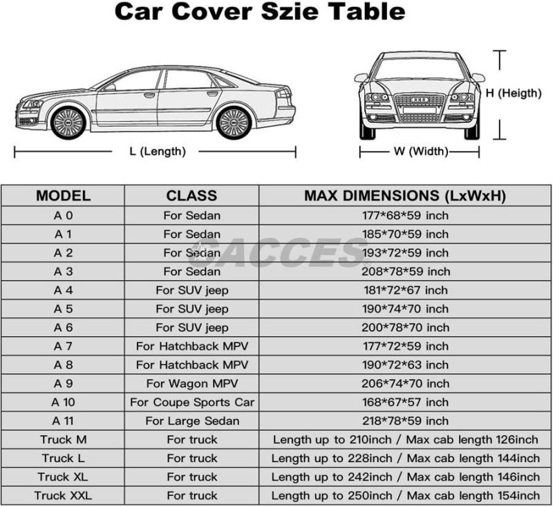 6 Layers PEVA Car Cover Waterproof All Weather Cacces Factory Wholesale for Sedan,SUV,MPV, Motorcycle Covers Xs/S/M/L/XL/XXL Anti-UV,Scratch,Rain Snow Dust Sun