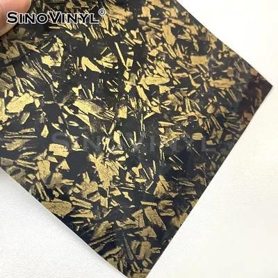 SINOVINYL Gloss Gold 3D Forged Carbon Fiber Wrapping Vinyl Film Motorcycle Decals Stickers