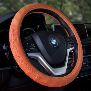 Orange 37cm-38cm Auto Steering Wheel Covers Anti-Slip