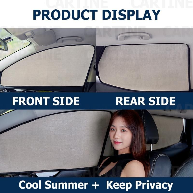 Linen Fabric 2 Layers Car Sunshades, Custom Made Double Layer Sun Shades, Magnet Double Layer Sunshades