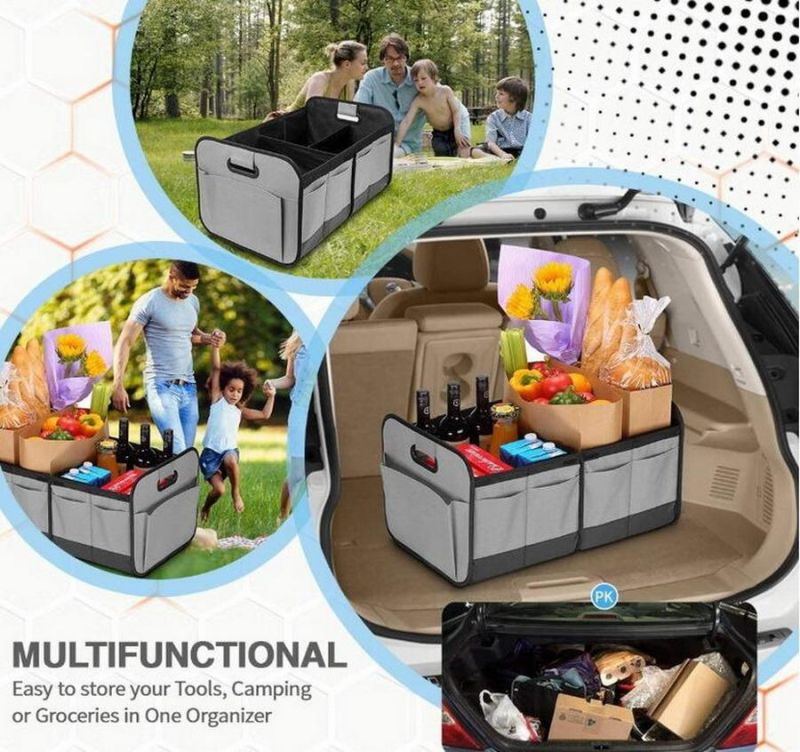 Large Heavy Duty Waterproof Foldable Collapsible SUV Car Accessories Organizers Box Carrier Folding Car Boot Organiser Trunk Organizer