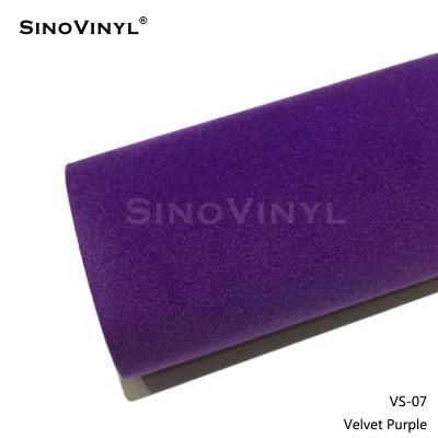 SINOVINYL Suede Velvet Purple Removable Self Adhesive Full Car Wrap Vinyl Film
