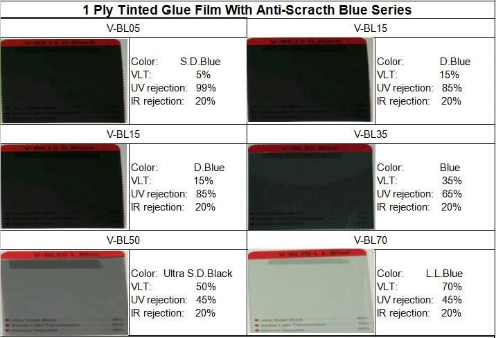 1 Ply Tinted Glue Film Anti-Scratch Car Window Solar Film