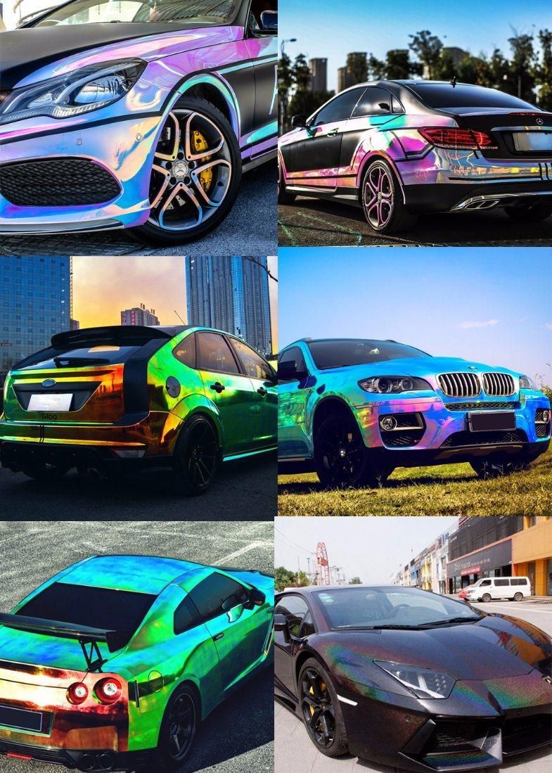 Tsautop 1.52*18m Holographic Laser Chrome Car Body Vinyl Car Wrap Cheap Car Paint Protection Film
