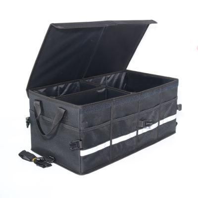 2022 Best Manufacturer Black Folding Box Car Storage Collapsible Trunk Organizer with Big Capacity Two Compartments
