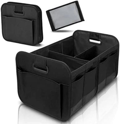 Trunk Organizer, Car Organizer with Multi Compartments, Collapsible Cargo Storage Containers for Sedan SUV, Black