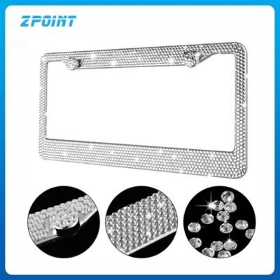 Auto Accessories White Bling License Plate Frame 2PCS
