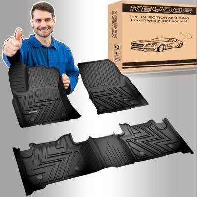 Car Floor Mats Black TPE Special All-Weather Automotive Mat Includes 1st and 2ND Row, for Vehicles with 2ND Row B