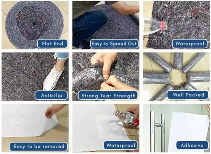 Needle Punched Cotton Industrial Drop Cloth Floor Protector Painters Felt Fleece