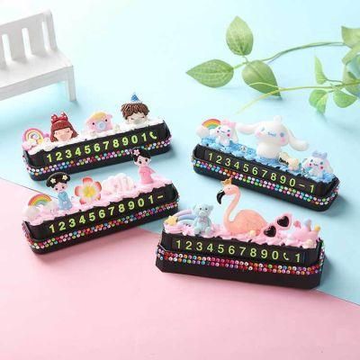 Cream Glue DIY Parking Sign Car Phone Number Moving License Plate Car Interior Decoration Creative Parent-Child Handmade