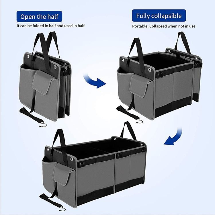 Car Trunk Organizer, Foldable Car Boot Storage, Collapsible Non-Slip Seat Storage Bag with Adjustable Securing Straps