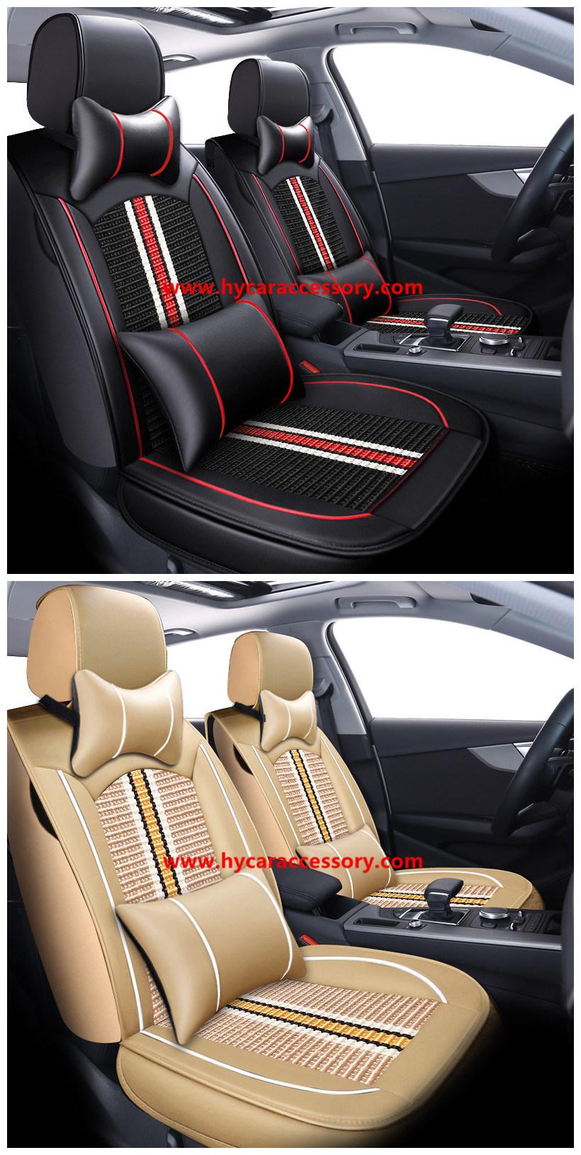 Car Accessories Car Decoration 360 Full Covered Car Seat Cover Universal Luxury Ice Silk Beige PU Leather Auto Car Seat Cushion