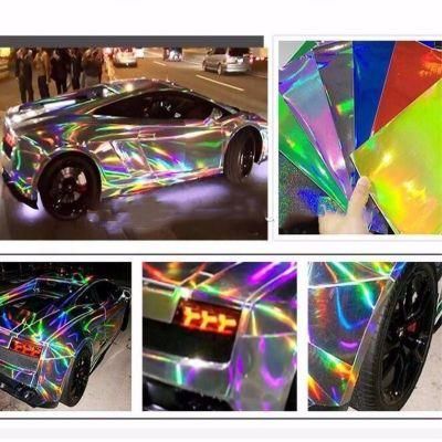 Air Channels Holographic Laser Iredescent Chrome Car Color Changing Film Wrap Vinyl