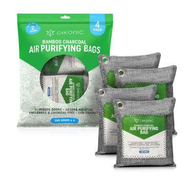 Bamboo Charcoal Air Purifying Bags, Natural Room Deodorizer and Freshener, Moisture Absorbency for Car, Gym, Pet Areas