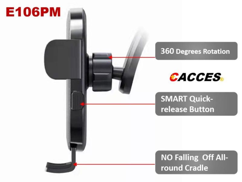 Car Phone Holder,Adjustable Car Phone Mount Cradle 360 Rotation,Phone Holder for Car W/One Button Release&Strong Sticky Gel Pad for Mob Phone From 4.5 to 6.0 in