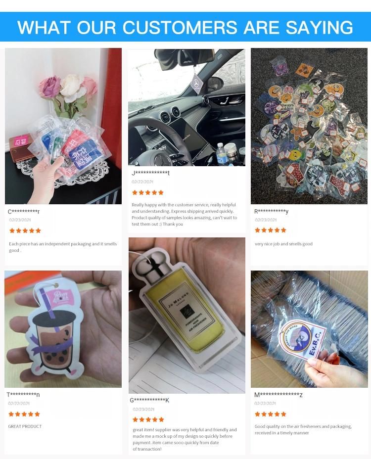 China Factory High Quality All Scents Refresh Sublimation Paper Car Air Fragrance Air Freshener