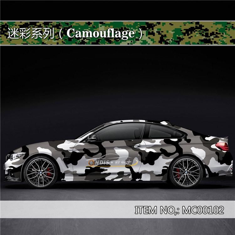 Black White Camouflage Vinyl Car Wrap PVC Adhesive Graffiti Bomb Film for Truck Hood Roof Motors