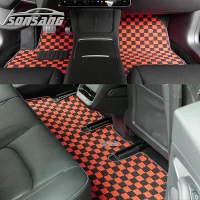 Customize Size Checker Car Floor Mat Carpet Car Mats 4 Pieces