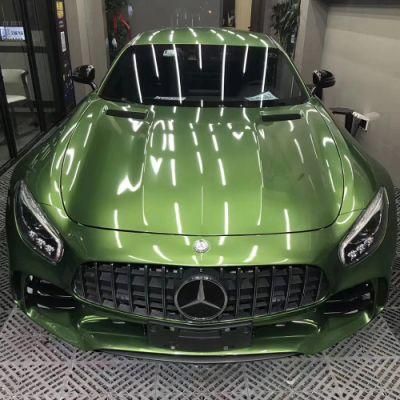 Tsautop 1.52*18m Super Gloss Metallic Mamba Green Car Body Sticker PVC Vinyl Wrap