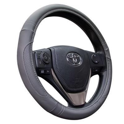 Luxurious Hot Sale Car Interior 38cm Genuine Real Leather Black Auto Steering Wheel Cover 80525