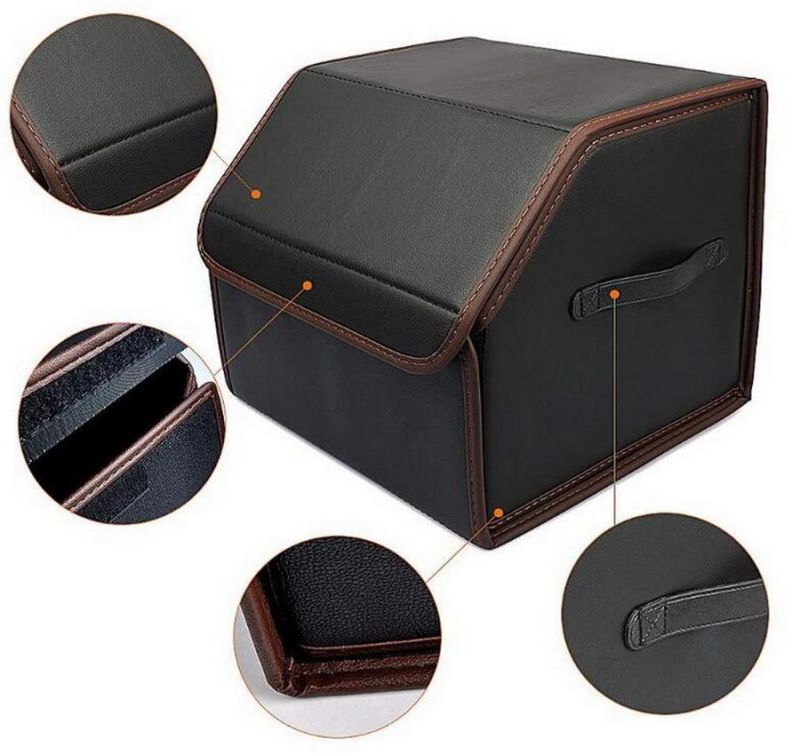 Luxury Foldable Collapsible Car Trunk Organizer Storage Container Bag PU Leather Car Organizer Foldable