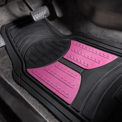 Car Floor Mat All Weather Protection Universal Fit Heavy Duty Rubber Pink Automotive Floor Mats Fits Most Cars, Suvs, and Trucks