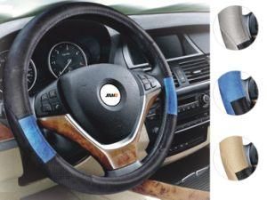 Durable Leather 16 Inch Steering Wheel Cover Crocodile Black