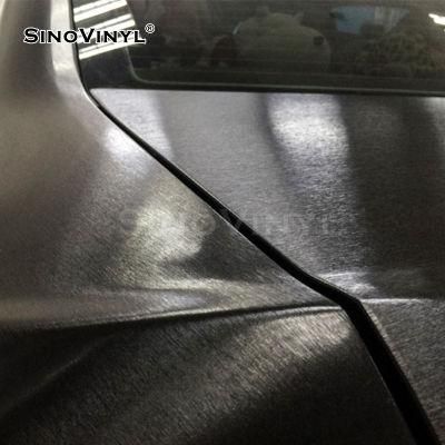 SINOVINYL Air Bubble Free Aluminum Metallic Brushed Dark Blue Color Car Vinyl Rolls