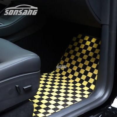 Right Hand Drive Waterproof Perfect Fitting Checkered Design Carpet for Cars Anti Slip Backing