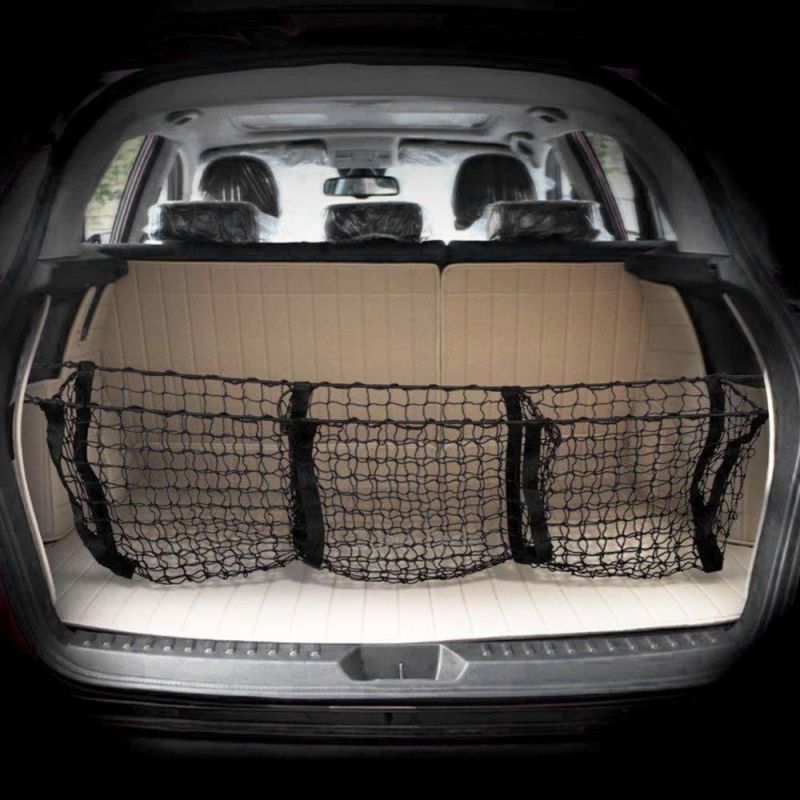 Car Accessory Trunk Mesh Storage with 3 Pockets