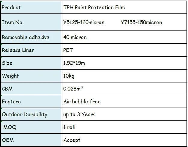 Tph Paint Protection Film Vinyl Car Body Vinyl