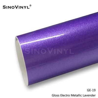 SINOVINYL Gloss Electro Metallic 1.52X18M/5X59FT Low Adhesive Glue Car Wrapping Vinyl