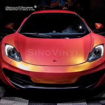 SINOVINYL Fluorescent Coral Vehicle Yellow Body Vinyl Auto Car Wrap For Roll