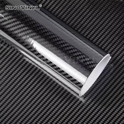 SINOVINYL Black 5D Caron Fiber Vinyl Stickers For Auto Spare Parts 5FTx59FT Easy To Wrap For Car