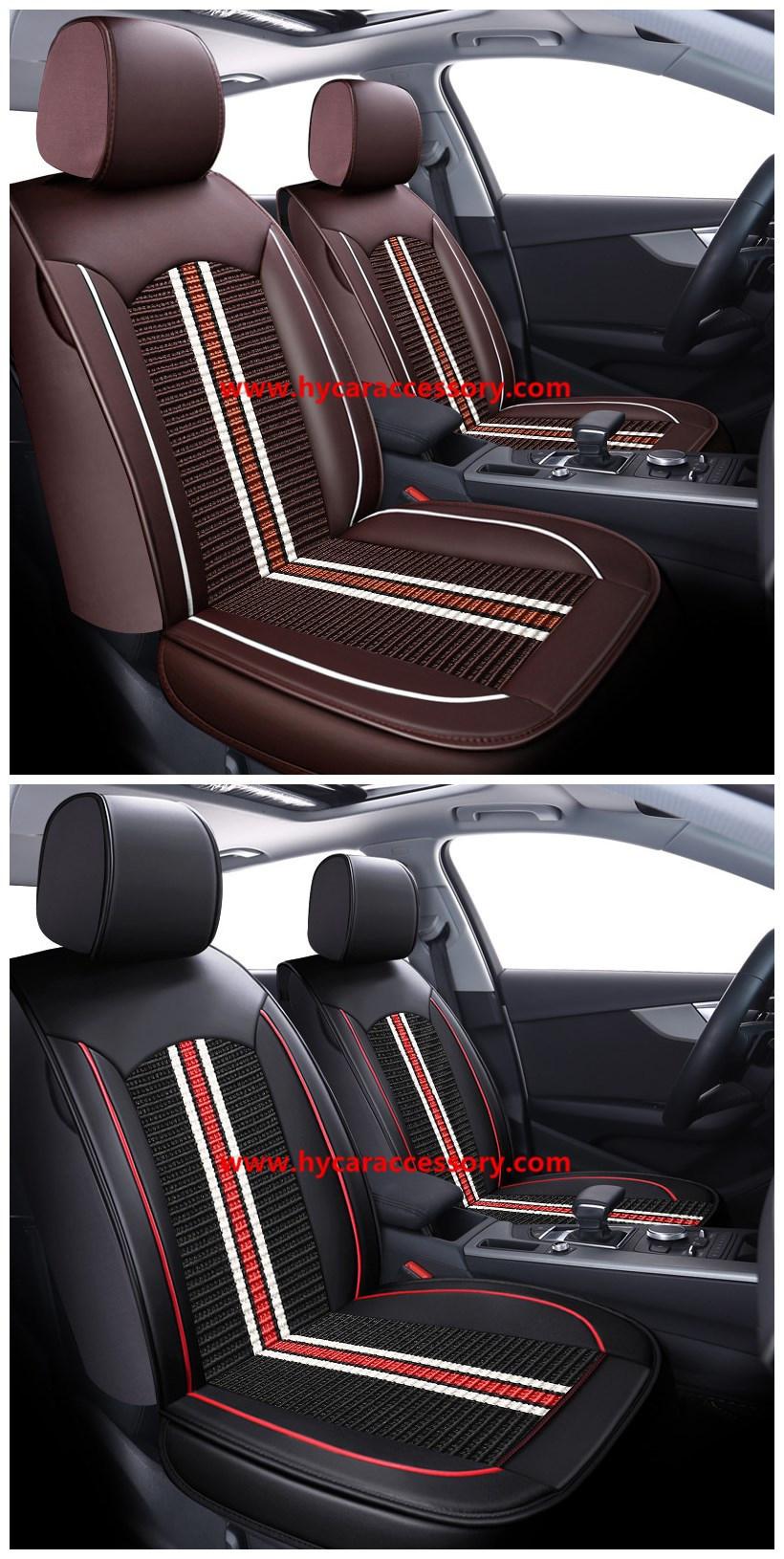 Car Accessories Car Decoration 360 Full Covered Car Seat Cover Universal Luxury Ice Silk Beige PU Leather Auto Car Seat Cushion