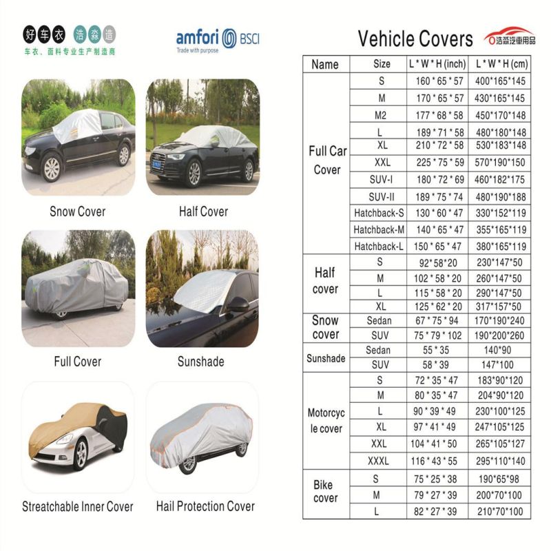 Waterproof Sun Rain UV Anti All Weather Protection for Automobiles, 3 Layer Heavy Duty Outdoor Car Cover