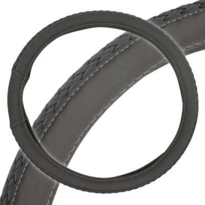 Car Vehicle PVC Leather Steering Wheel Wrap Cover Gray