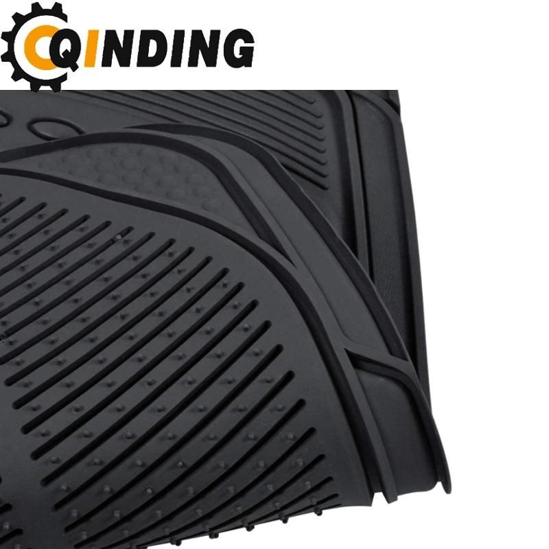 China Factory 4-Piece Thick Flexible Rubber Car Floor Mat, Black
