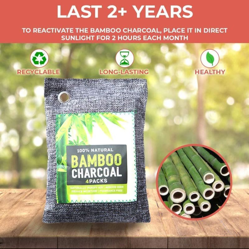 Bamboo Charcoal Air Purifying Bag, Nature Fresh Bamboo Charcoal Bags Odor Absorber - Breathe Green Charcoal Bags for Home, Car