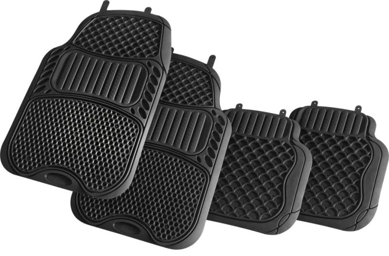 Heavy-Duty 4 Piece Rubber Floor Mats for Car Truck Van SUV, Black – Odorless Trim to Fit Car Floor Mats