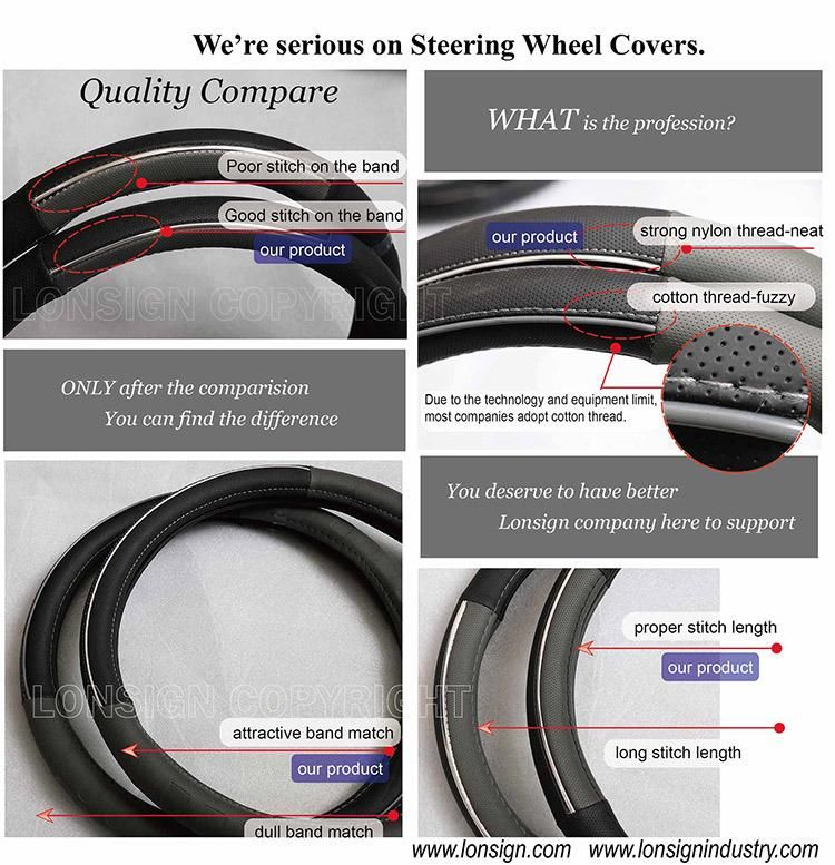 Swift Car 38cm Genuine Real Leather Black Steering Wheel Cover