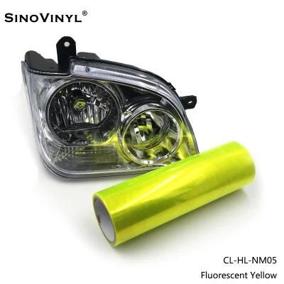 SINOVINYL Fluorescent Yellow Removable Glue Transparent Wrap Vinyl Car Light Film Headlight Tint Film