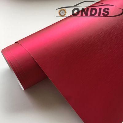 Wholesale Vinyl Sticker 1.52*18m Rose Red Brushed Matte Chrome Car Wrapping Film
