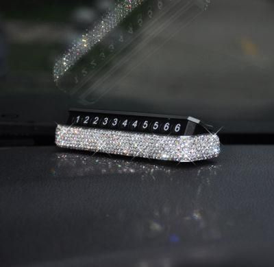 Temporary Parking Phone Number Sign Car Moving Number Card Diamond Rhinestone Phone Number Plate for Vehicle