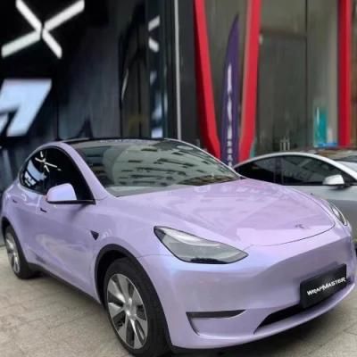 Tsautop 1.52*18m Twin Candy Silver Purple Car Wrap Vinyl Sticker