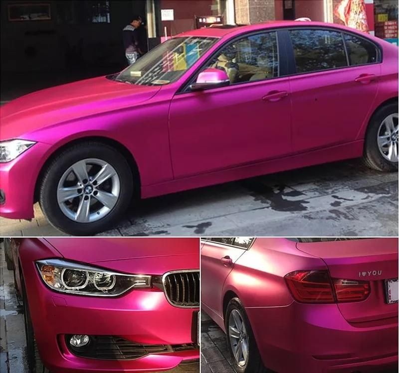 Satin Matte Rose Red Car Wrap Vinyl Film Chrome Plating