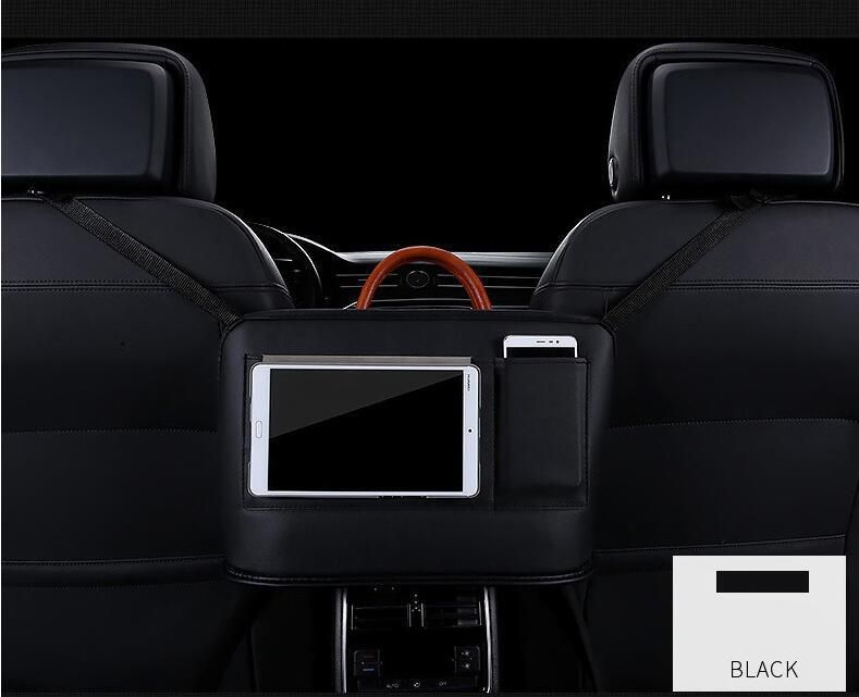 Car Back Seat Leather Storage Organizer, PU Leather Car Net Pocket Handbag Holder, Car Seat Back Durable Hanging Storage Bag Between Two Seats Barrier Wbb12890