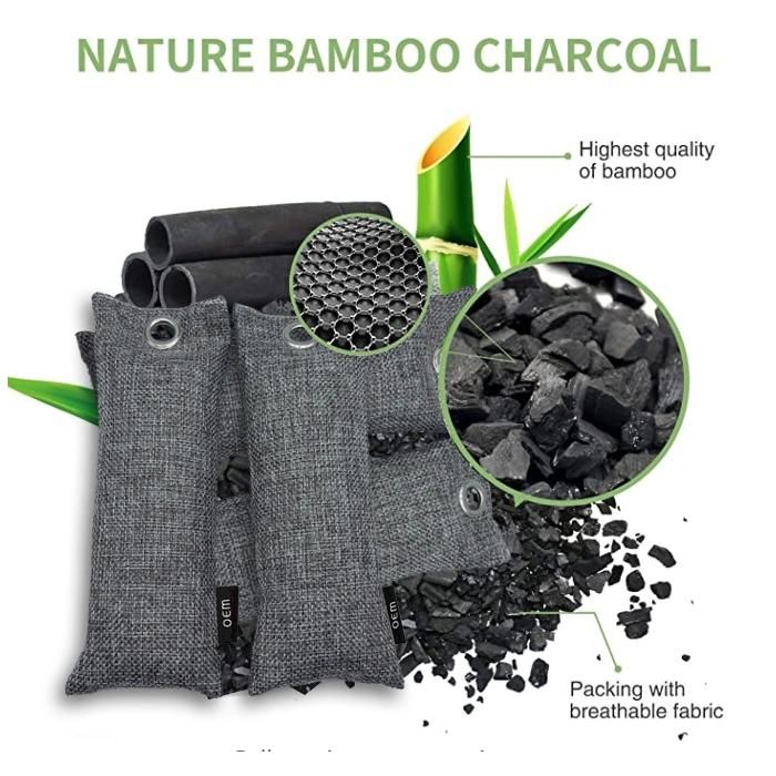 Bamboo Charcoal Air Purifying Bag, Odor Absorber, Shoe Deodorizer, for Home, Pet, Closet, Car